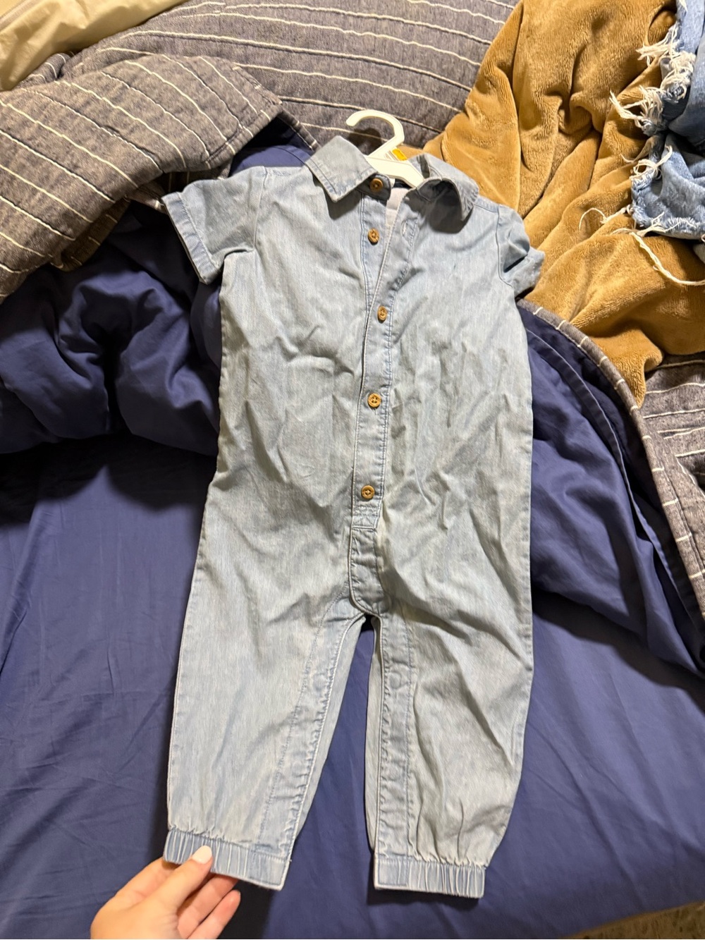 Carter's Light Blue Denim Baby Romper